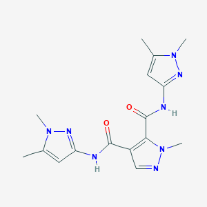 molecular formula C16H20N8O2 B4373402 3-N,4-N-bis(1,5-dimethylpyrazol-3-yl)-2-methylpyrazole-3,4-dicarboxamide 