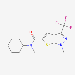 molecular formula C15H18F3N3OS B4373430 N~5~-CYCLOHEXYL-N~5~,1-DIMETHYL-3-(TRIFLUOROMETHYL)-1H-THIENO[2,3-C]PYRAZOLE-5-CARBOXAMIDE 