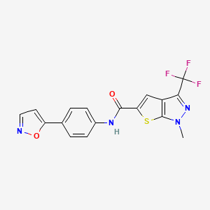 molecular formula C17H11F3N4O2S B4373481 N~5~-[4-(5-ISOXAZOLYL)PHENYL]-1-METHYL-3-(TRIFLUOROMETHYL)-1H-THIENO[2,3-C]PYRAZOLE-5-CARBOXAMIDE 