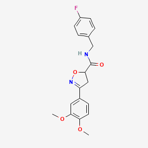 molecular formula C19H19FN2O4 B4373507 3-(3,4-dimethoxyphenyl)-N-(4-fluorobenzyl)-4,5-dihydro-1,2-oxazole-5-carboxamide 