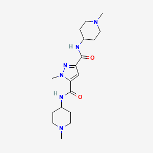 molecular formula C18H30N6O2 B4373515 1-methyl-N,N'-bis(1-methyl-4-piperidinyl)-1H-pyrazole-3,5-dicarboxamide 