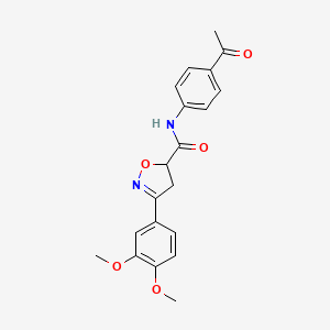 molecular formula C20H20N2O5 B4373527 N-(4-acetylphenyl)-3-(3,4-dimethoxyphenyl)-4,5-dihydro-1,2-oxazole-5-carboxamide 