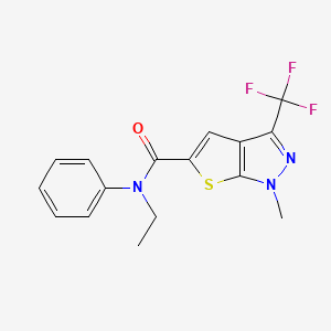 molecular formula C16H14F3N3OS B4373542 N~5~-ETHYL-1-METHYL-N~5~-PHENYL-3-(TRIFLUOROMETHYL)-1H-THIENO[2,3-C]PYRAZOLE-5-CARBOXAMIDE 