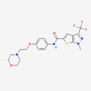 molecular formula C20H21F3N4O3S B4373585 1-METHYL-N~5~-[4-(2-MORPHOLINOETHOXY)PHENYL]-3-(TRIFLUOROMETHYL)-1H-THIENO[2,3-C]PYRAZOLE-5-CARBOXAMIDE 