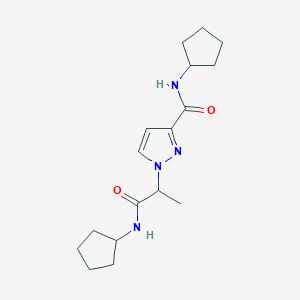 molecular formula C17H26N4O2 B4373594 N~3~-CYCLOPENTYL-1-[2-(CYCLOPENTYLAMINO)-1-METHYL-2-OXOETHYL]-1H-PYRAZOLE-3-CARBOXAMIDE 