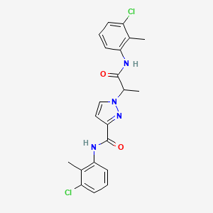 molecular formula C21H20Cl2N4O2 B4373606 1-[2-(3-CHLORO-2-METHYLANILINO)-1-METHYL-2-OXOETHYL]-N~3~-(3-CHLORO-2-METHYLPHENYL)-1H-PYRAZOLE-3-CARBOXAMIDE 