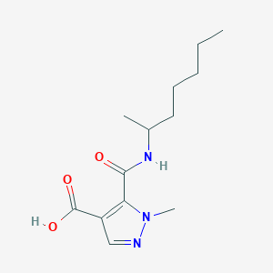 molecular formula C13H21N3O3 B4373609 1-methyl-5-{[(1-methylhexyl)amino]carbonyl}-1H-pyrazole-4-carboxylic acid 