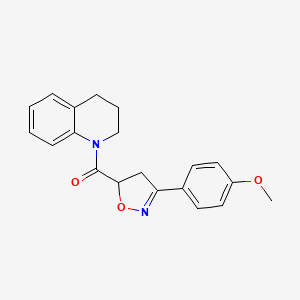 molecular formula C20H20N2O3 B4373651 3,4-DIHYDRO-1(2H)-QUINOLINYL[3-(4-METHOXYPHENYL)-4,5-DIHYDRO-5-ISOXAZOLYL]METHANONE 