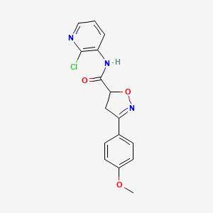 molecular formula C16H14ClN3O3 B4373661 N-(2-chloropyridin-3-yl)-3-(4-methoxyphenyl)-4,5-dihydro-1,2-oxazole-5-carboxamide 