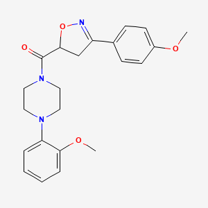 molecular formula C22H25N3O4 B4373665 1-(2-METHOXYPHENYL)-4-[3-(4-METHOXYPHENYL)-4,5-DIHYDRO-1,2-OXAZOLE-5-CARBONYL]PIPERAZINE 