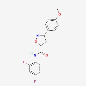 molecular formula C17H14F2N2O3 B4373672 N-(2,4-difluorophenyl)-3-(4-methoxyphenyl)-4,5-dihydro-1,2-oxazole-5-carboxamide 