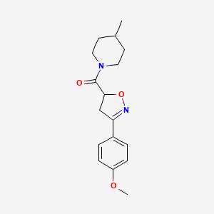 molecular formula C17H22N2O3 B4373678 [3-(4-Methoxyphenyl)-4,5-dihydro-1,2-oxazol-5-yl](4-methylpiperidin-1-yl)methanone 