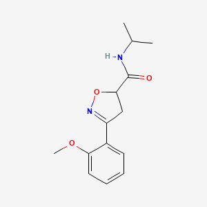 molecular formula C14H18N2O3 B4373687 3-(2-methoxyphenyl)-N-(propan-2-yl)-4,5-dihydro-1,2-oxazole-5-carboxamide 