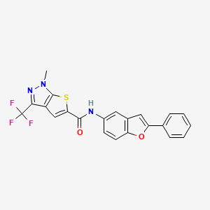 molecular formula C22H14F3N3O2S B4373756 1-METHYL-N~5~-(2-PHENYL-1-BENZOFURAN-5-YL)-3-(TRIFLUOROMETHYL)-1H-THIENO[2,3-C]PYRAZOLE-5-CARBOXAMIDE 