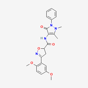 3-(2,5-dimethoxyphenyl)-N-(1,5-dimethyl-3-oxo-2-phenyl-2,3-dihydro-1H-pyrazol-4-yl)-4,5-dihydro-1,2-oxazole-5-carboxamide