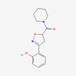 molecular formula C15H18N2O3 B4373831 [3-(2-HYDROXYPHENYL)-4,5-DIHYDRO-5-ISOXAZOLYL](PIPERIDINO)METHANONE 