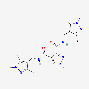 molecular formula C20H28N8O2 B4373842 1-methyl-N,N'-bis[(1,3,5-trimethyl-1H-pyrazol-4-yl)methyl]-1H-pyrazole-3,4-dicarboxamide 