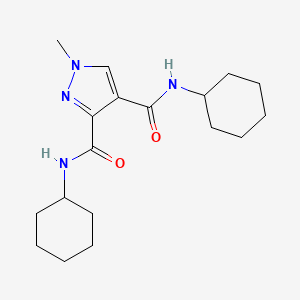 molecular formula C18H28N4O2 B4373899 N~3~,N~4~-DICYCLOHEXYL-1-METHYL-1H-PYRAZOLE-3,4-DICARBOXAMIDE 