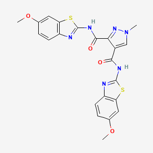 molecular formula C22H18N6O4S2 B4373912 N~3~,N~4~-BIS(6-METHOXY-1,3-BENZOTHIAZOL-2-YL)-1-METHYL-1H-PYRAZOLE-3,4-DICARBOXAMIDE 