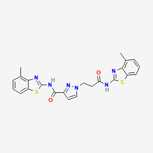 molecular formula C23H20N6O2S2 B4373970 N~3~-(4-METHYL-1,3-BENZOTHIAZOL-2-YL)-1-{3-[(4-METHYL-1,3-BENZOTHIAZOL-2-YL)AMINO]-3-OXOPROPYL}-1H-PYRAZOLE-3-CARBOXAMIDE 