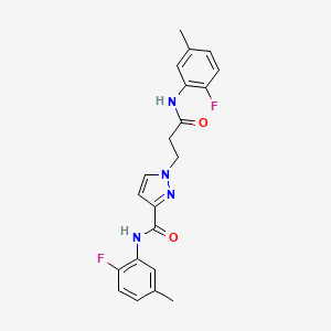 molecular formula C21H20F2N4O2 B4373976 1-[3-(2-FLUORO-5-METHYLANILINO)-3-OXOPROPYL]-N~3~-(2-FLUORO-5-METHYLPHENYL)-1H-PYRAZOLE-3-CARBOXAMIDE 