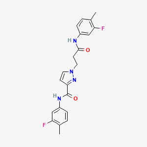 molecular formula C21H20F2N4O2 B4373982 1-[3-(3-FLUORO-4-METHYLANILINO)-3-OXOPROPYL]-N~3~-(3-FLUORO-4-METHYLPHENYL)-1H-PYRAZOLE-3-CARBOXAMIDE 