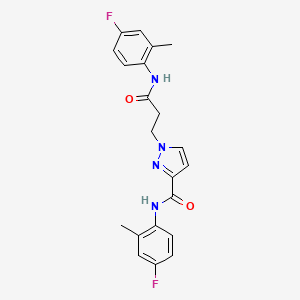 molecular formula C21H20F2N4O2 B4374002 1-[3-(4-FLUORO-2-METHYLANILINO)-3-OXOPROPYL]-N~3~-(4-FLUORO-2-METHYLPHENYL)-1H-PYRAZOLE-3-CARBOXAMIDE 