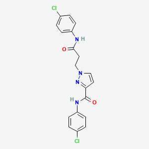 molecular formula C19H16Cl2N4O2 B4374035 1-[3-(4-CHLOROANILINO)-3-OXOPROPYL]-N~3~-(4-CHLOROPHENYL)-1H-PYRAZOLE-3-CARBOXAMIDE 