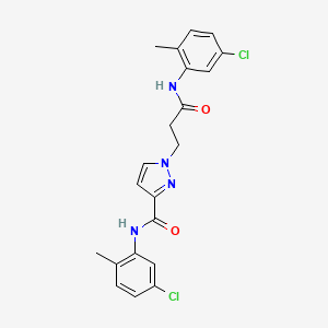 molecular formula C21H20Cl2N4O2 B4374052 1-[3-(5-CHLORO-2-METHYLANILINO)-3-OXOPROPYL]-N~3~-(5-CHLORO-2-METHYLPHENYL)-1H-PYRAZOLE-3-CARBOXAMIDE 