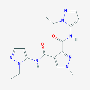 molecular formula C16H20N8O2 B4374089 N,N'-bis(1-ethyl-1H-pyrazol-5-yl)-1-methyl-1H-pyrazole-3,4-dicarboxamide 