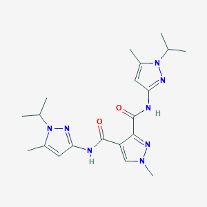 molecular formula C20H28N8O2 B4374117 N~3~,N~4~-BIS(1-ISOPROPYL-5-METHYL-1H-PYRAZOL-3-YL)-1-METHYL-1H-PYRAZOLE-3,4-DICARBOXAMIDE 