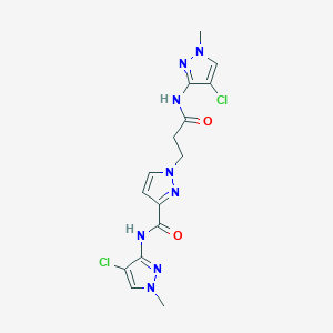 molecular formula C15H16Cl2N8O2 B4374170 N-(4-chloro-1-methylpyrazol-3-yl)-1-[3-[(4-chloro-1-methylpyrazol-3-yl)amino]-3-oxopropyl]pyrazole-3-carboxamide 