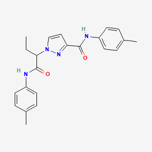 molecular formula C22H24N4O2 B4374207 N~3~-(4-METHYLPHENYL)-1-[1-(4-TOLUIDINOCARBONYL)PROPYL]-1H-PYRAZOLE-3-CARBOXAMIDE 