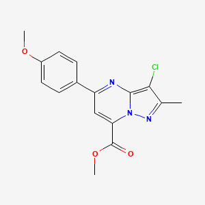 molecular formula C16H14ClN3O3 B4374232 methyl 3-chloro-5-(4-methoxyphenyl)-2-methylpyrazolo[1,5-a]pyrimidine-7-carboxylate 