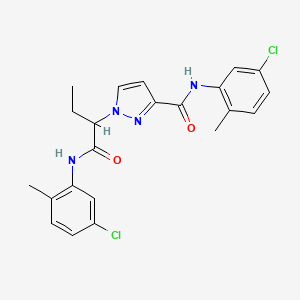 molecular formula C22H22Cl2N4O2 B4374240 1-{1-[(5-CHLORO-2-METHYLANILINO)CARBONYL]PROPYL}-N~3~-(5-CHLORO-2-METHYLPHENYL)-1H-PYRAZOLE-3-CARBOXAMIDE 