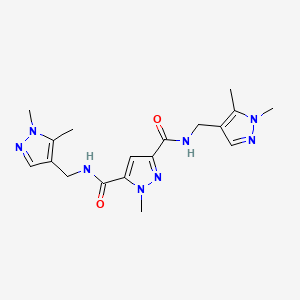 molecular formula C18H24N8O2 B4374273 N~3~,N~5~-BIS[(1,5-DIMETHYL-1H-PYRAZOL-4-YL)METHYL]-1-METHYL-1H-PYRAZOLE-3,5-DICARBOXAMIDE 