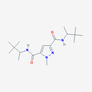 molecular formula C18H32N4O2 B4374274 1-methyl-N,N'-bis(1,2,2-trimethylpropyl)-1H-pyrazole-3,5-dicarboxamide 