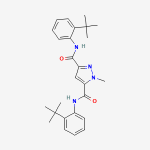 molecular formula C26H32N4O2 B4374292 N~3~,N~5~-BIS[2-(TERT-BUTYL)PHENYL]-1-METHYL-1H-PYRAZOLE-3,5-DICARBOXAMIDE 