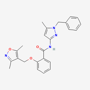 molecular formula C24H24N4O3 B4374330 N~1~-(1-BENZYL-5-METHYL-1H-PYRAZOL-3-YL)-2-[(3,5-DIMETHYL-4-ISOXAZOLYL)METHOXY]BENZAMIDE 