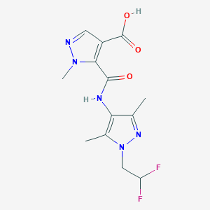 molecular formula C13H15F2N5O3 B4374358 5-({[1-(2,2-difluoroethyl)-3,5-dimethyl-1H-pyrazol-4-yl]amino}carbonyl)-1-methyl-1H-pyrazole-4-carboxylic acid 