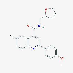 molecular formula C23H24N2O3 B437437 2-(4-methoxyphenyl)-6-methyl-N-(tetrahydro-2-furanylmethyl)-4-quinolinecarboxamide CAS No. 384377-71-3