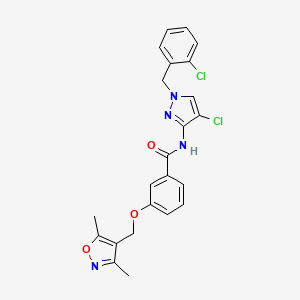 molecular formula C23H20Cl2N4O3 B4374388 N~1~-[4-CHLORO-1-(2-CHLOROBENZYL)-1H-PYRAZOL-3-YL]-3-[(3,5-DIMETHYL-4-ISOXAZOLYL)METHOXY]BENZAMIDE 