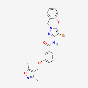 molecular formula C23H20BrFN4O3 B4374417 N~1~-[4-BROMO-1-(2-FLUOROBENZYL)-1H-PYRAZOL-3-YL]-3-[(3,5-DIMETHYL-4-ISOXAZOLYL)METHOXY]BENZAMIDE 