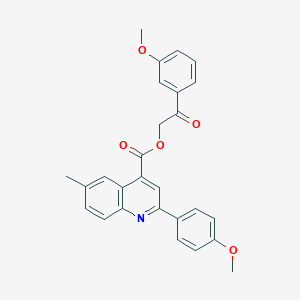 molecular formula C27H23NO5 B437443 2-(3-Methoxyphenyl)-2-oxoethyl 2-(4-methoxyphenyl)-6-methyl-4-quinolinecarboxylate CAS No. 524046-16-0
