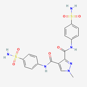 molecular formula C18H18N6O6S2 B4374437 N,N'-bis[4-(aminosulfonyl)phenyl]-1-methyl-1H-pyrazole-3,4-dicarboxamide 