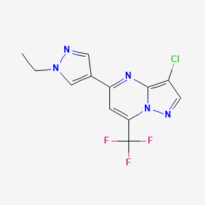 molecular formula C12H9ClF3N5 B4374452 3-chloro-5-(1-ethyl-1H-pyrazol-4-yl)-7-(trifluoromethyl)pyrazolo[1,5-a]pyrimidine 