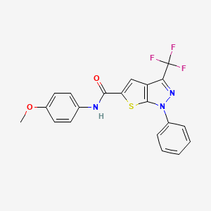 molecular formula C20H14F3N3O2S B4374509 N~5~-(4-METHOXYPHENYL)-1-PHENYL-3-(TRIFLUOROMETHYL)-1H-THIENO[2,3-C]PYRAZOLE-5-CARBOXAMIDE 