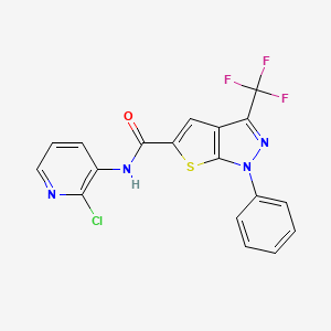 molecular formula C18H10ClF3N4OS B4374542 N~5~-(2-CHLORO-3-PYRIDYL)-1-PHENYL-3-(TRIFLUOROMETHYL)-1H-THIENO[2,3-C]PYRAZOLE-5-CARBOXAMIDE 