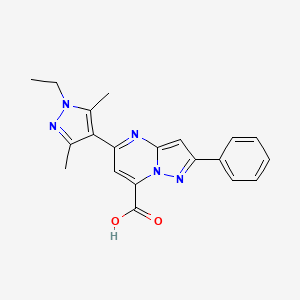 molecular formula C20H19N5O2 B4374567 5-(1-ethyl-3,5-dimethyl-1H-pyrazol-4-yl)-2-phenylpyrazolo[1,5-a]pyrimidine-7-carboxylic acid 