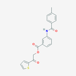 molecular formula C21H17NO4S B437460 2-Oxo-2-(2-thienyl)ethyl 3-[(4-methylbenzoyl)amino]benzoate CAS No. 672340-87-3